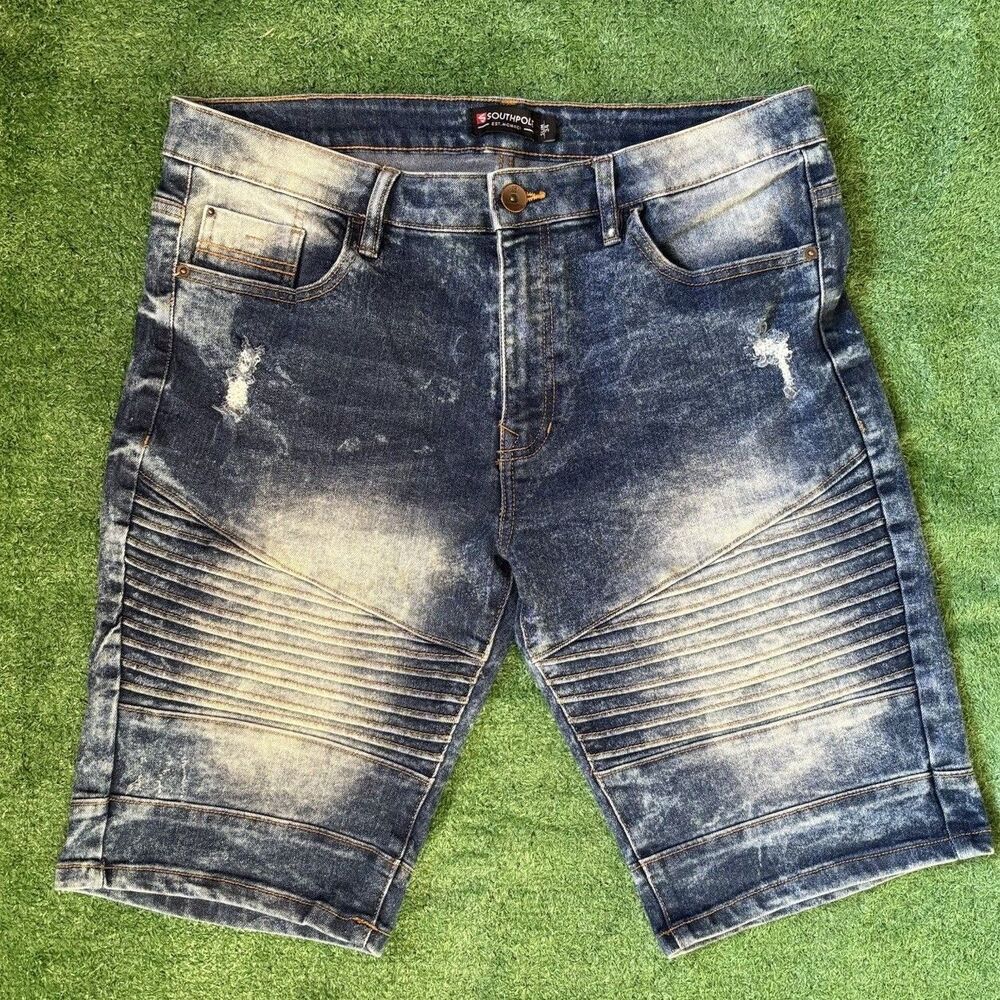 Southpole Denim Shorts Mens 34 Slim Light Wash Y2K Hipster Streetwear Punk Jorts